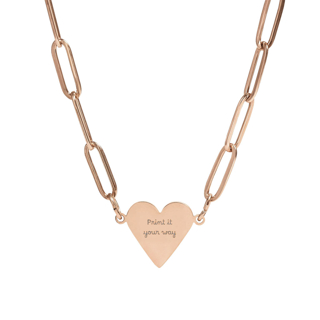 Engraved Paperclip Heart Necklace