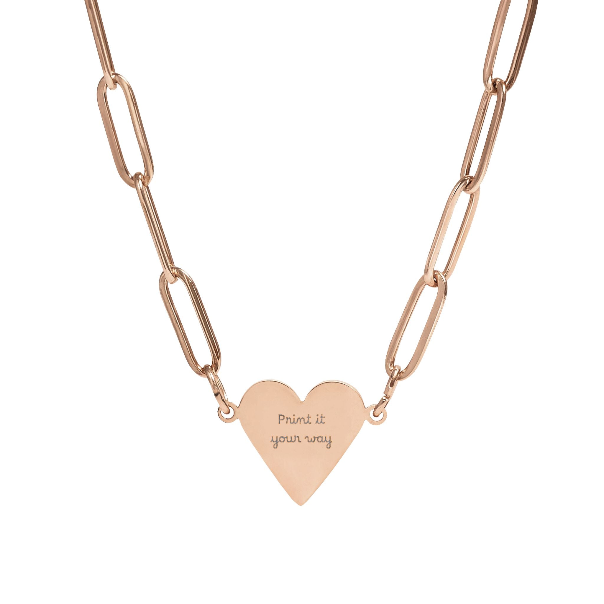 Engraved Paperclip Heart Necklace