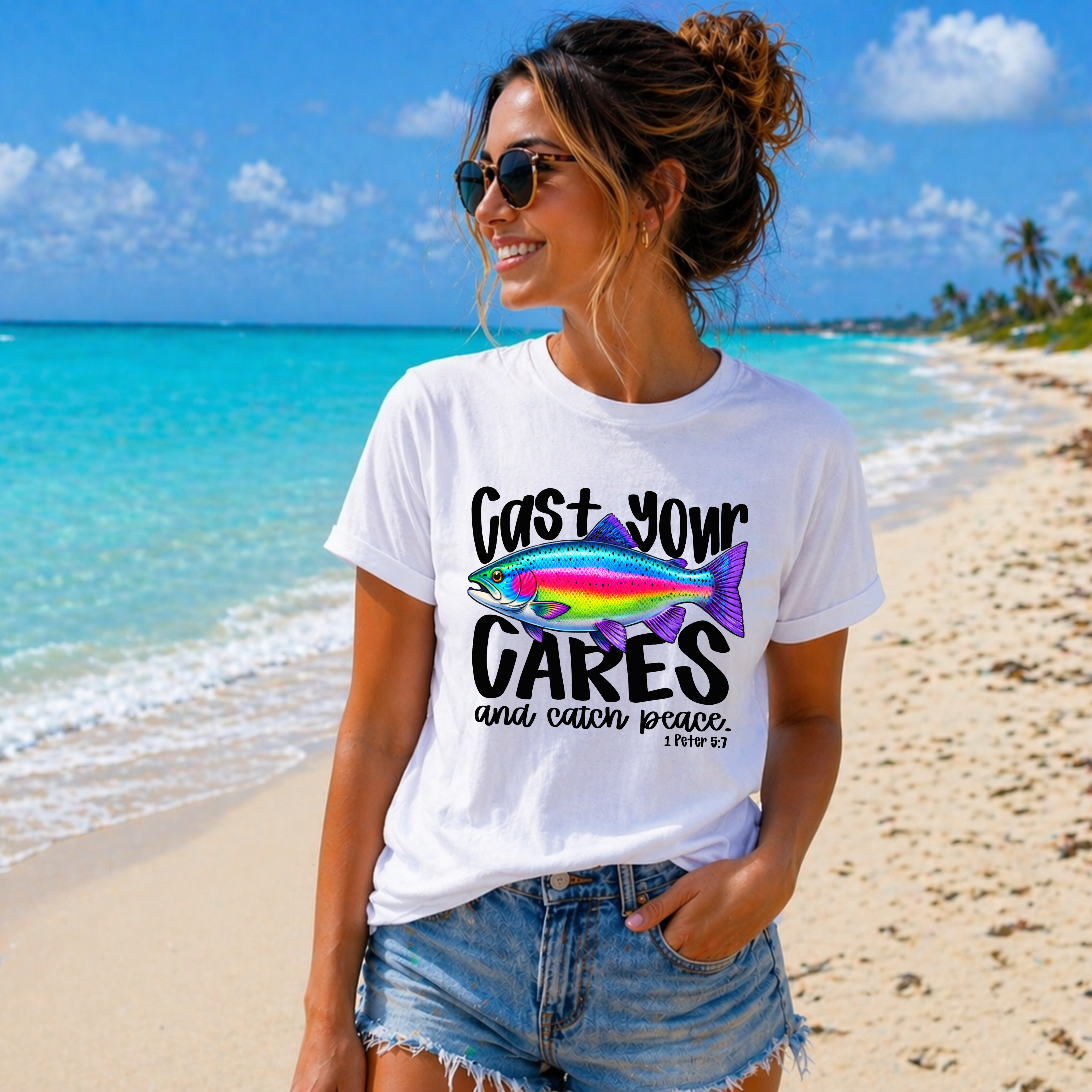 Cast Your Cares Christian Fishing Shirt