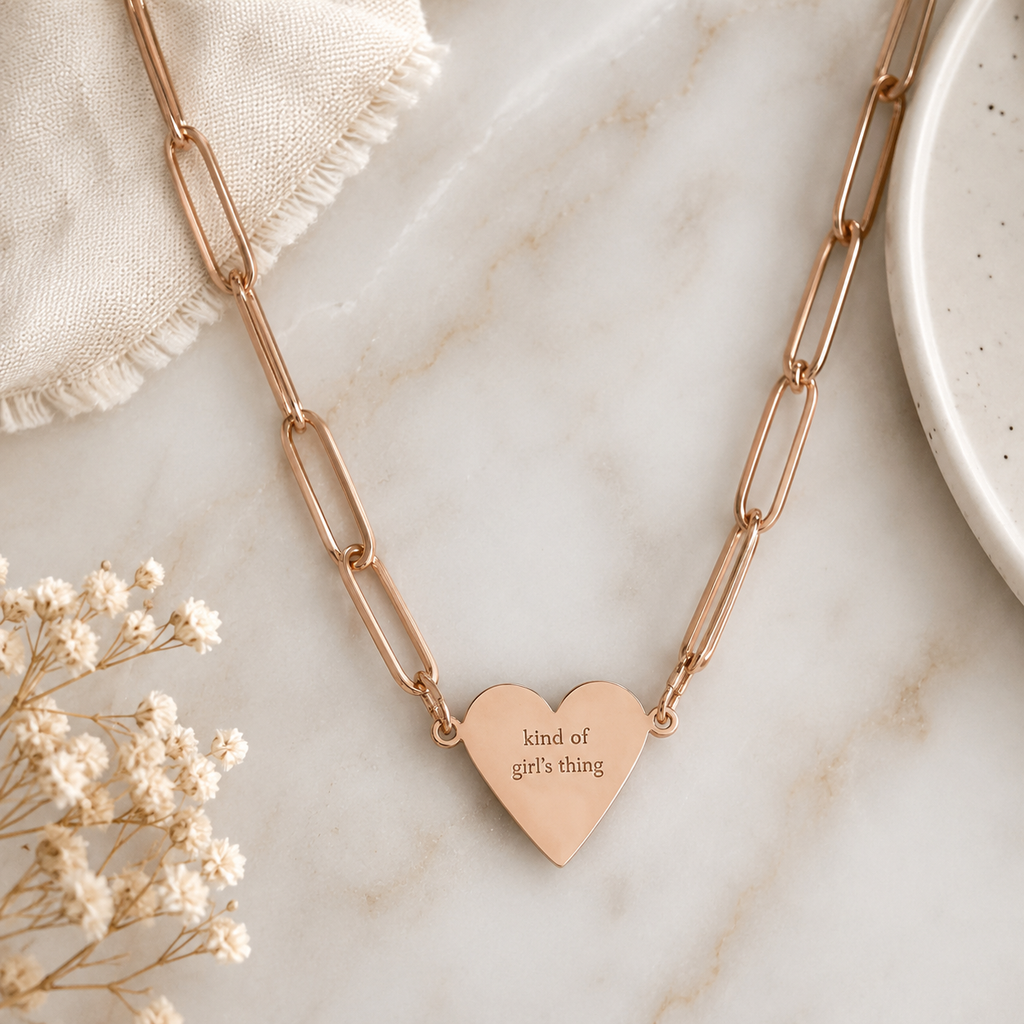Engraved Paperclip Heart Necklace