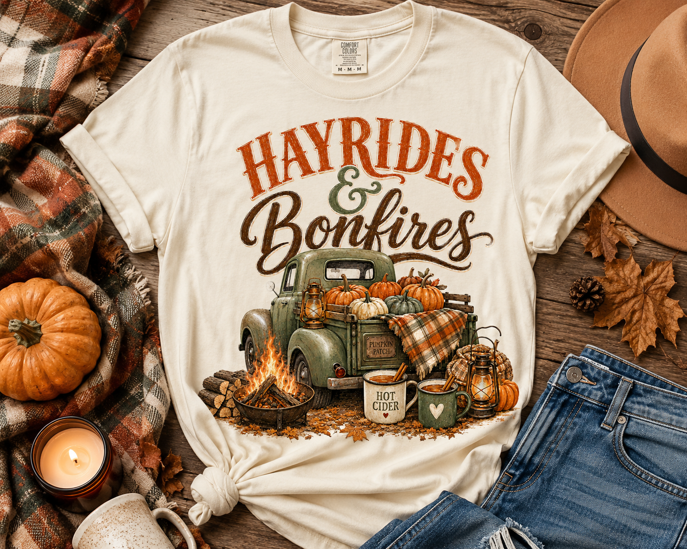 Hayrides & Bonfires--Comfort Colors--Women's Tee